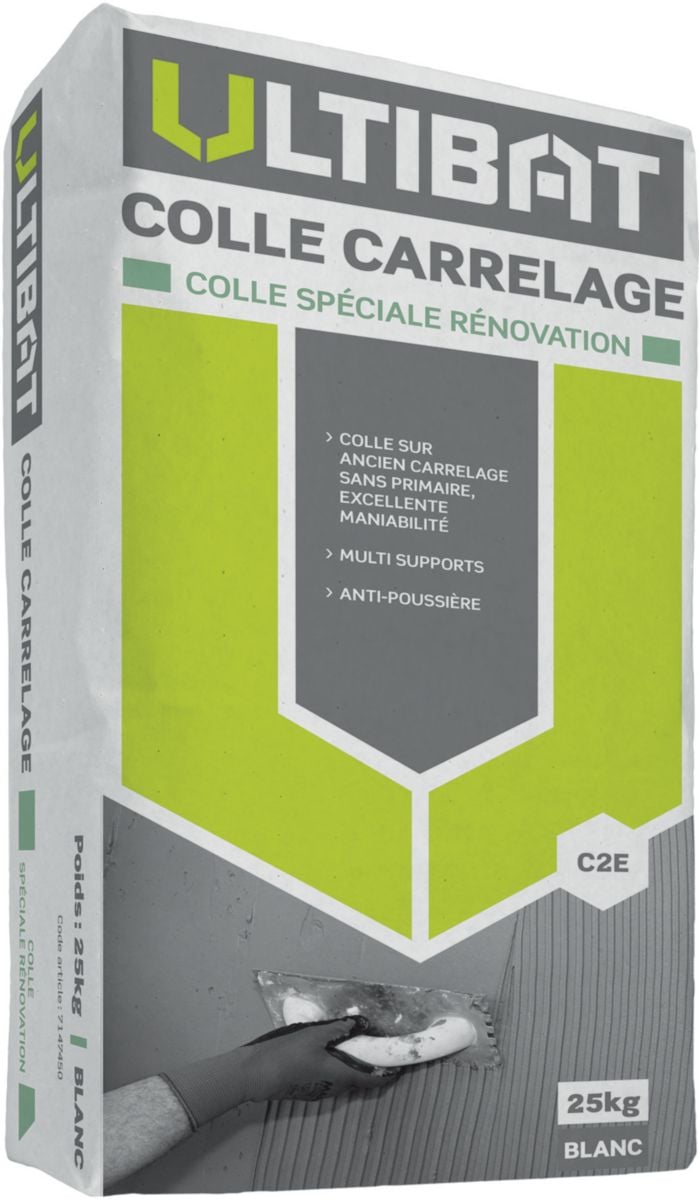 Mortier-colle mur/sol spécial rénovation - C2 E - blanc - sac de 25 kg